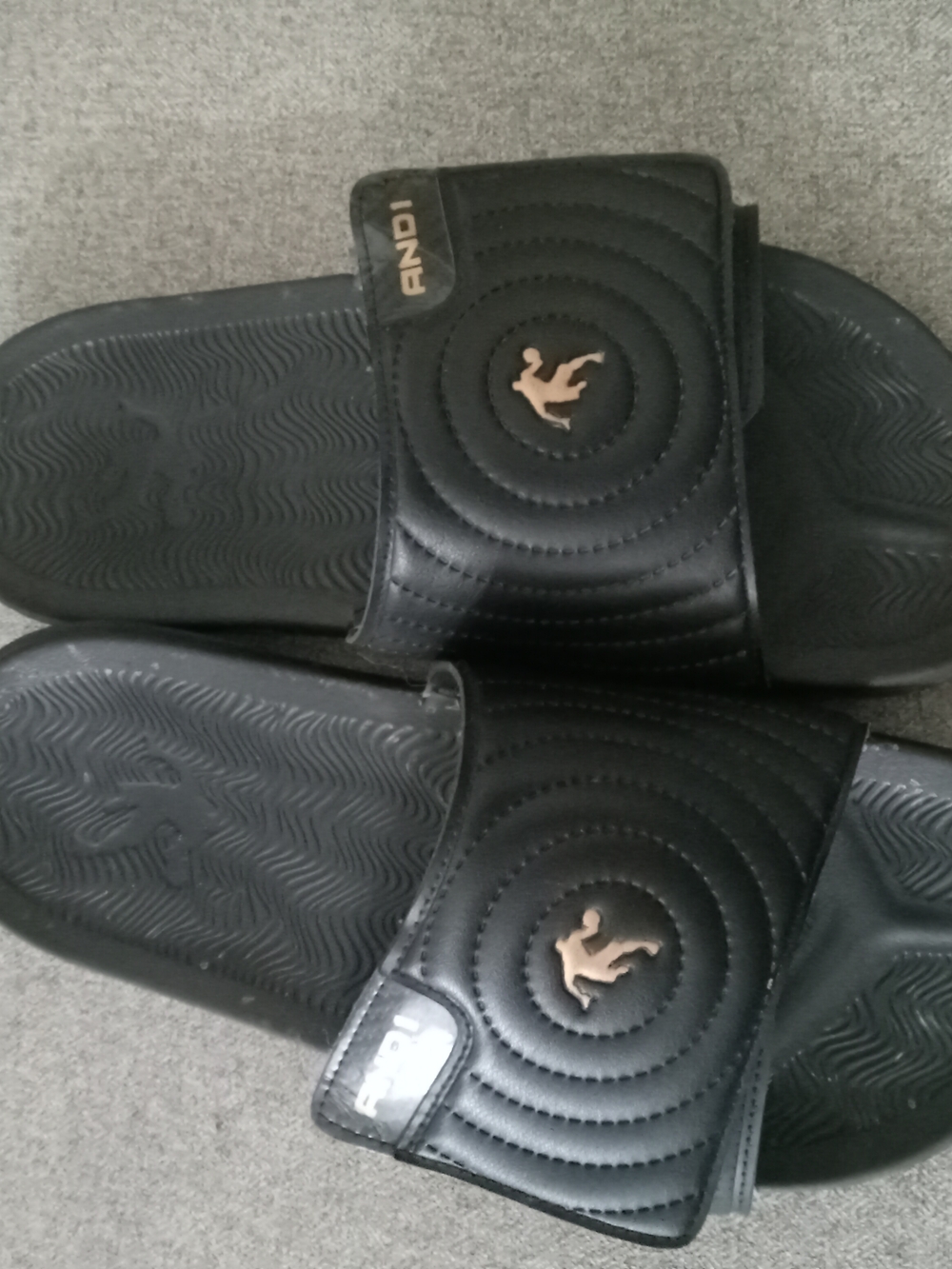 And1 Black Slide Sandals with Gold Accents